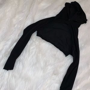 Fashion nova sheer black cut out crop top hoodie